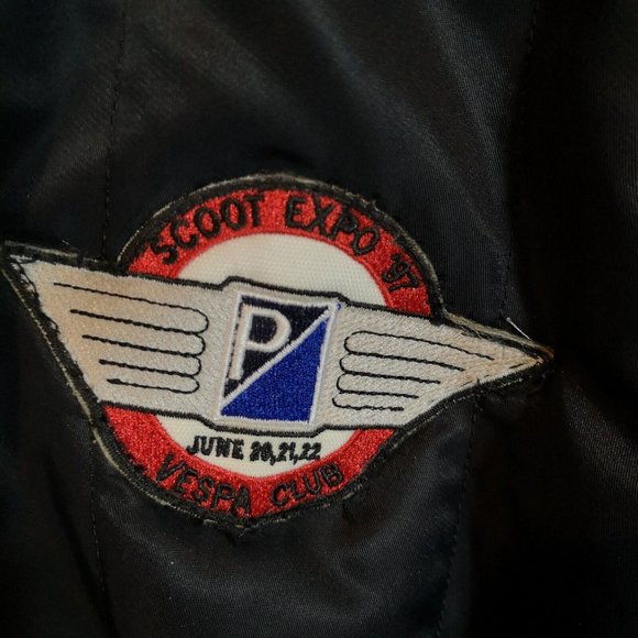 VTG Energie Men's LRG Bomber Jacket Italian90s Vespa Scoot Expo Denim collar - Picture 5 of 16